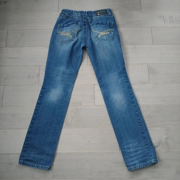 Pistol Straight Leg Denim Blue Jeans  Dark Wash, 28 - Picture 5 of 10